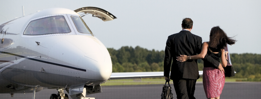 Couple heading to plane